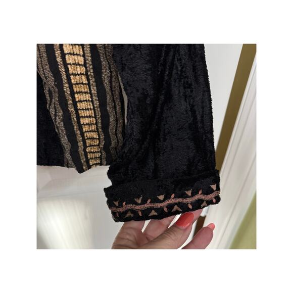 90s Tapestry & velour blazer jacket Neo Nostalgia Vintage patchwork Brown Medium - Picture 6 of 10